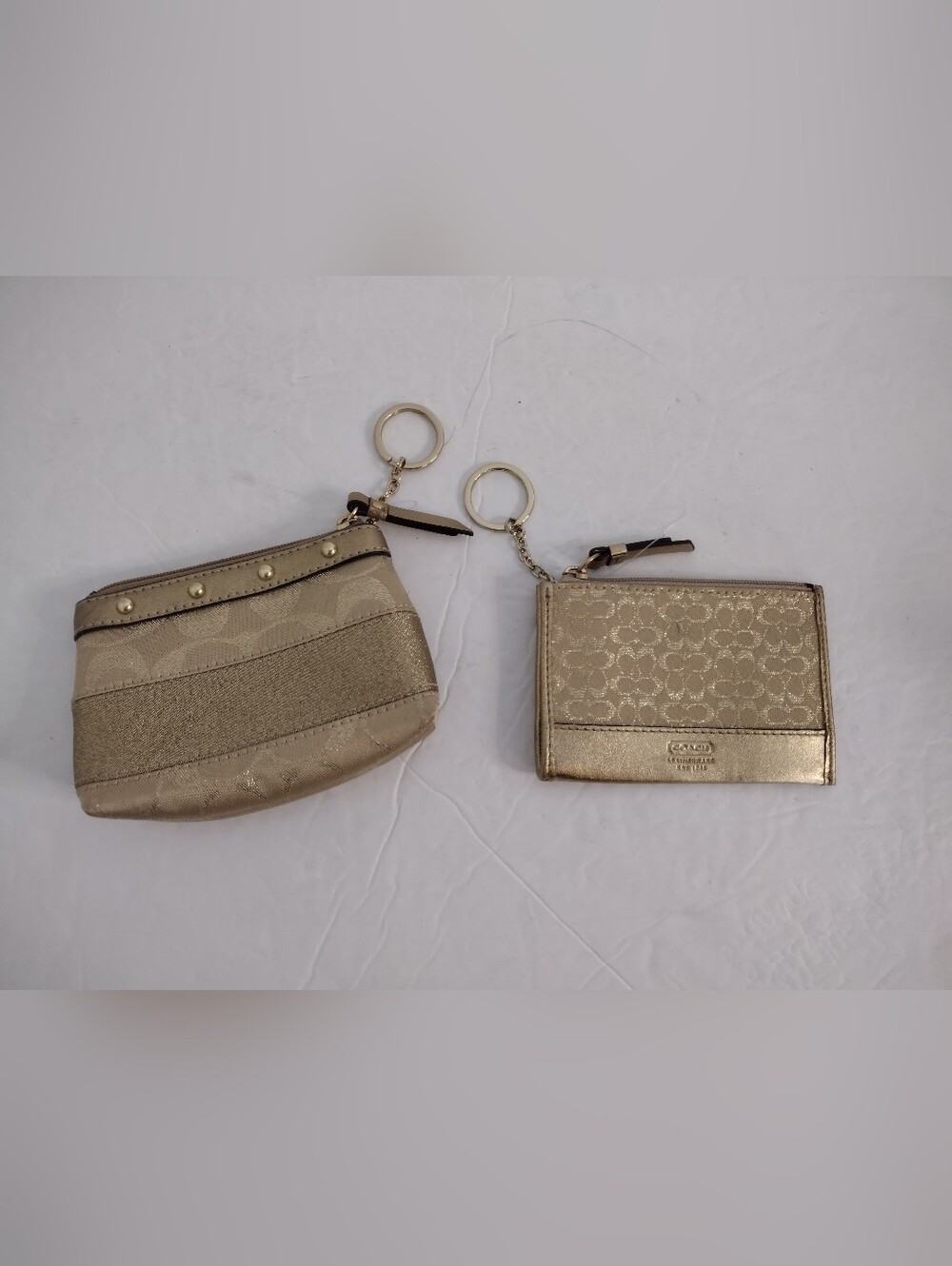 Vintage Y2K Coach Metallic Gold Wallet Lot Of 2 Key Ring Wallet Set Mcbling - Picture 7 of 7